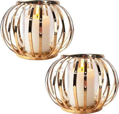 Hurricane Candle Holders for Pillar Candles - Lantern Candlestick Holder with Clear Glass Sleeve, 2 PCS Elegant Decorative Candleholders for Dining Table Centerpiece Home Decor, 2PCS, Black in Saudi Arabia