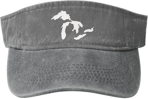 Michigan Great Lakes State Map Sport Sun Visor Hats Cotton Ball Caps Empty Top Baseball Sun Cap for Men Women in Saudi Arabia