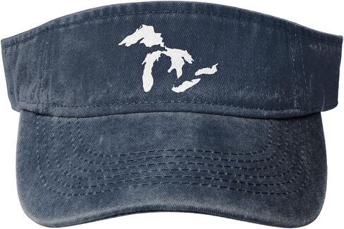 Michigan Great Lakes State Map Sport Sun Visor Hats Cotton Ball Caps Empty Top Baseball Sun Cap for Men Women in Saudi Arabia