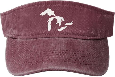 Michigan Great Lakes State Map Sport Sun Visor Hats Cotton Ball Caps Empty Top Baseball Sun Cap for Men Women in Saudi Arabia