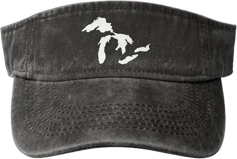 Michigan Great Lakes State Map Sport Sun Visor Hats Cotton Ball Caps Empty Top Baseball Sun Cap for Men Women in Saudi Arabia