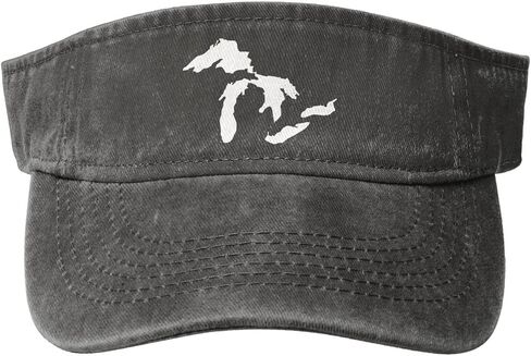 Michigan Great Lakes State Map Sport Sun Visor Hats Cotton Ball Caps Empty Top Baseball Sun Cap for Men Women in Saudi Arabia