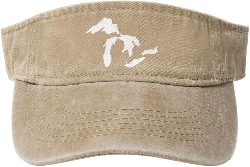 Michigan Great Lakes State Map Sport Sun Visor Hats Cotton Ball Caps Empty Top Baseball Sun Cap for Men Women in Saudi Arabia