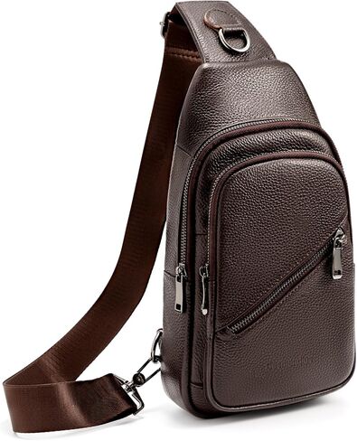 Leather Sling Bag Crossbody Bags for Men,Chest Pack for Daily Travel Leisure Sport in Kuwait