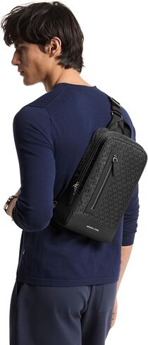 Michael Kors Men's Hudson A Line Sling Pack/Signature Nylon, Black in Kuwait