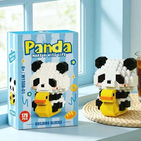 Cute Panda on Duck Figurine, 2.4-Inch Mini Collectible Statue for Desk Decor, Fun Birthday Gift Idea for Women & Men, Adorable Animal Trinket in Kuwait
