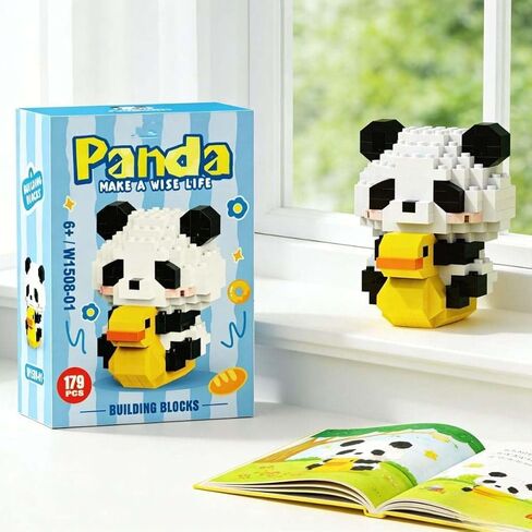 Cute Panda on Duck Figurine, 2.4-Inch Mini Collectible Statue for Desk Decor, Fun Birthday Gift Idea for Women & Men, Adorable Animal Trinket in Kuwait