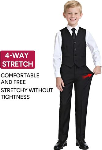 طقم بدلة للأولاد قابل للتمدد مع ربطة عنق بسحاب مربوط مسبقًا | خيارات Slim & Husky 2-Fit in Kuwait