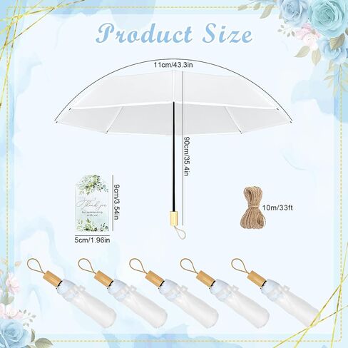 12 Sets 43.3 Inch Wedding Clear Umbrellas Bulk for Rain Large Windproof Stick Umbrellas Set Includes Card Rope for Guests Party Bridal Showers Wedding Photography Various Settings in Saudi Arabia