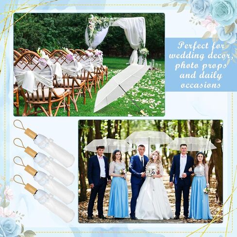 12 Sets 43.3 Inch Wedding Clear Umbrellas Bulk for Rain Large Windproof Stick Umbrellas Set Includes Card Rope for Guests Party Bridal Showers Wedding Photography Various Settings in Saudi Arabia
