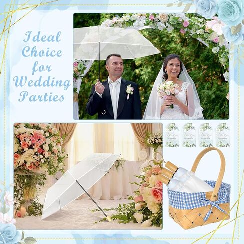12 Sets 43.3 Inch Wedding Clear Umbrellas Bulk for Rain Large Windproof Stick Umbrellas Set Includes Card Rope for Guests Party Bridal Showers Wedding Photography Various Settings in Saudi Arabia
