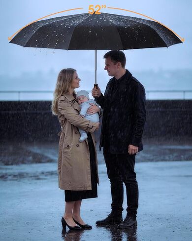 Windproof Travel Umbrella for Rain, Withstand 85MPH Winds, 52 Inch Reverse Folding Umbrella, Inverted Design Keeps Wet Surface Inside, Auto-Close, for Travel, Women, Men, Fits Backpack & Cars in Kuwait