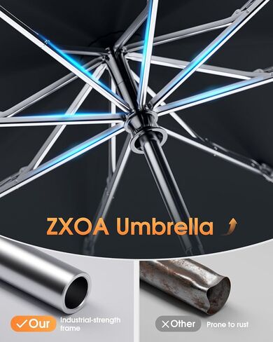 Windproof Travel Umbrella for Rain, Withstand 85MPH Winds, 52 Inch Reverse Folding Umbrella, Inverted Design Keeps Wet Surface Inside, Auto-Close, for Travel, Women, Men, Fits Backpack & Cars in Kuwait