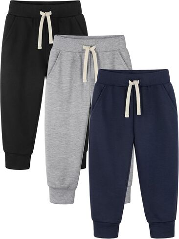 3 Pack Toddler Boys Girls Sweatpants Toddler Boys Kids Joggers Pants with Pocket Drawstring Athletic Clothes in Saudi Arabia