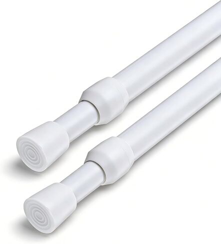2 Pack Spring Tension Curtain Rod Adjustable 28-43 Inches，5/8" Diameter, White in Saudi Arabia