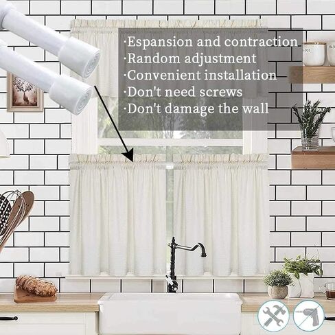 2 Pack Spring Tension Curtain Rod Adjustable 28-43 Inches，5/8" Diameter, White in Saudi Arabia