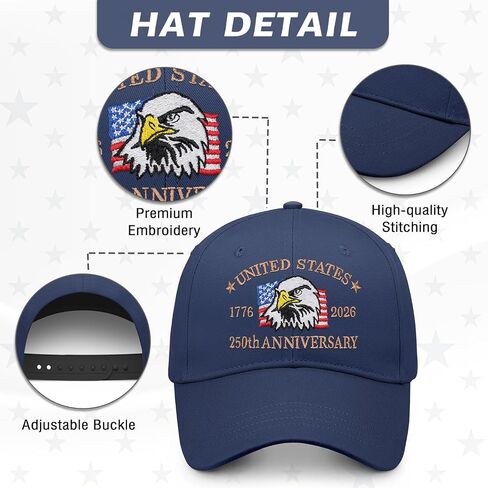 250th Anniversary USA Hat Embroidered American Flag Classic Baseball Cap Adjustable Cotton Dad Hat in Kuwait