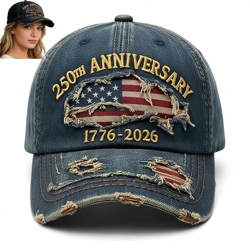 United States 250th Anniversary Hat – 1776-2026 Patriotic Baseball Cap with Embroidery in Saudi Arabia