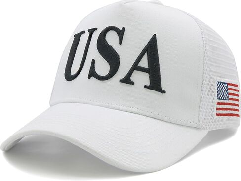 USA Trucker Hat for Men & Women American Flag Hat, 3D Embroidered Patriotic Mesh Baseball Cap in Saudi Arabia