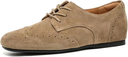 أحذية أوكسفورد النسائية من BEAU TODAY، أحذية أكسفورد مسطحة من Wingtip Brogues للنساء، أحذية أكسفورد كاجوال برباط من الجلد السويدي، أحذية مريحة للعمل والمكتب in Kuwait