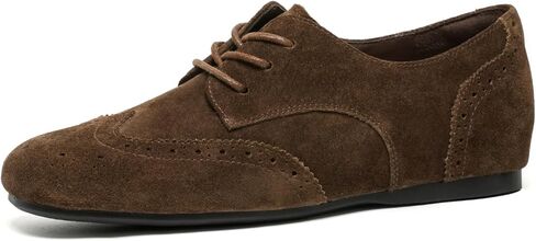 أحذية أوكسفورد النسائية من BEAU TODAY، أحذية أكسفورد مسطحة من Wingtip Brogues للنساء، أحذية أكسفورد كاجوال برباط من الجلد السويدي، أحذية مريحة للعمل والمكتب in Kuwait