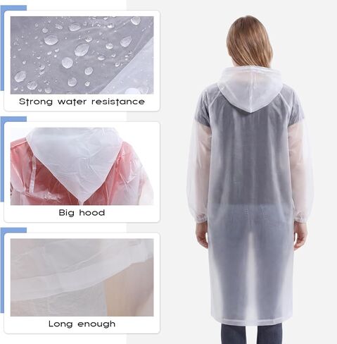 Unittype 30 Pack Rain Ponchos for Adults Reusable Raincoat with Drawstring Hood Waterproof Long Rain Jackets Cape Men Women Emergency Poncho for Travel Camping Hiking Outdoor in Kuwait