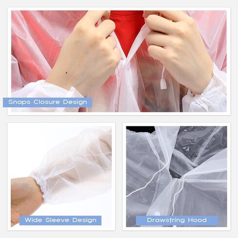 Unittype 30 Pack Rain Ponchos for Adults Reusable Raincoat with Drawstring Hood Waterproof Long Rain Jackets Cape Men Women Emergency Poncho for Travel Camping Hiking Outdoor in Kuwait
