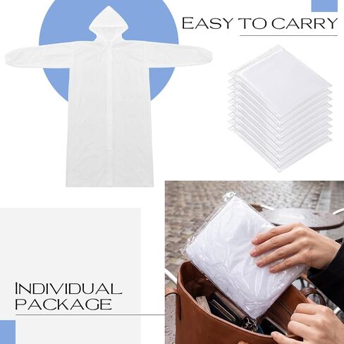 Unittype 30 Pack Rain Ponchos for Adults Reusable Raincoat with Drawstring Hood Waterproof Long Rain Jackets Cape Men Women Emergency Poncho for Travel Camping Hiking Outdoor in Kuwait