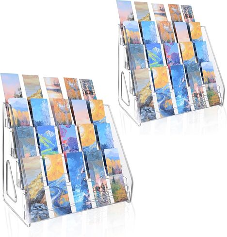 Acrylic Bookmark Display Stand, Portable Sticker Holder for Vendor Events Retail, 4 Tier Clear Display Shelf Rack for Greeting Card, Postcards, Brochures in Saudi Arabia