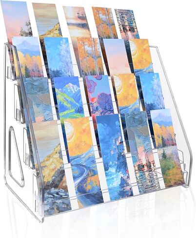 Acrylic Bookmark Display Stand, Portable Sticker Holder for Vendor Events Retail, 4 Tier Clear Display Shelf Rack for Greeting Card, Postcards, Brochures in Saudi Arabia