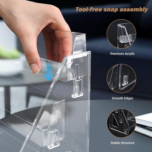 Acrylic Bookmark Display Stand, Portable Sticker Holder for Vendor Events Retail, 4 Tier Clear Display Shelf Rack for Greeting Card, Postcards, Brochures in Saudi Arabia