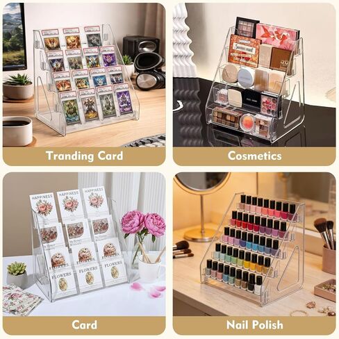 Acrylic Bookmark Display Stand, Portable Sticker Holder for Vendor Events Retail, 4 Tier Clear Display Shelf Rack for Greeting Card, Postcards, Brochures in Saudi Arabia