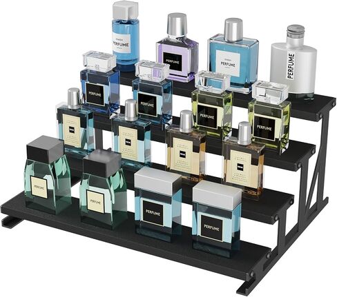 Lifewit Cologne Organizer for Men, Wooden Spice Rack, Cupcake Stand, 9.9" Display Riser for Perfume, Fragrance, Aftershave, Vanity, Bedroom, Bathroom Countertop Storage, Bkack, 1 Pcs in Kuwait