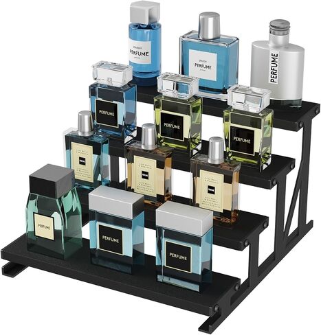 Lifewit Cologne Organizer for Men, Wooden Spice Rack, Cupcake Stand, 9.9" Display Riser for Perfume, Fragrance, Aftershave, Vanity, Bedroom, Bathroom Countertop Storage, Bkack, 1 Pcs in Kuwait