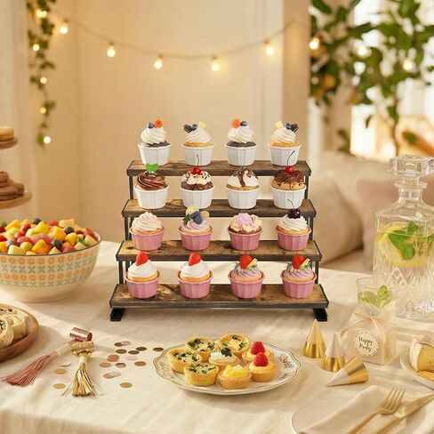 Lifewit Cologne Organizer for Men, Wooden Spice Rack, Cupcake Stand, 9.9" Display Riser for Perfume, Fragrance, Aftershave, Vanity, Bedroom, Bathroom Countertop Storage, Bkack, 1 Pcs in Kuwait
