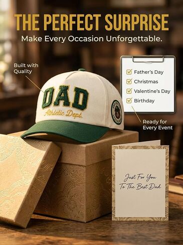 Dad Hat for Men - 5 Panel Cotton Cap with 3D Chenille Embroidery, Fathers Day Birthday for Dad in Saudi Arabia