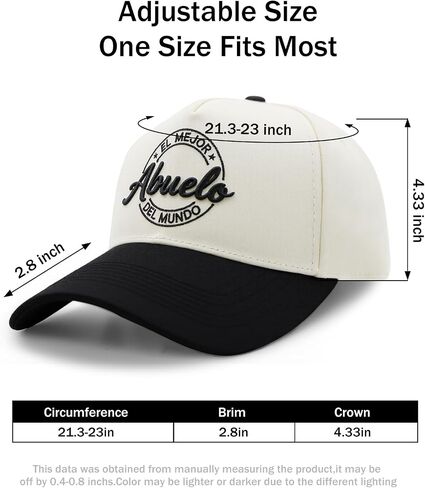 El Mejor Abuelo Hat for Men, 3D Embroidered Spanish World's Best Grandpa Baseball Cap, Regalos para Fathers Day Birthday Gift from Grandkids in Saudi Arabia