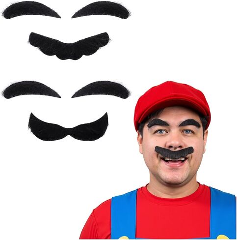 Honcloud Fake Mustache and Eyebrow for Super Plumbers Halloween Party Costume Props Accessories in Saudi Arabia