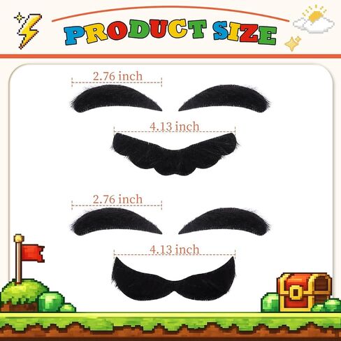 Honcloud Fake Mustache and Eyebrow for Super Plumbers Halloween Party Costume Props Accessories in Saudi Arabia