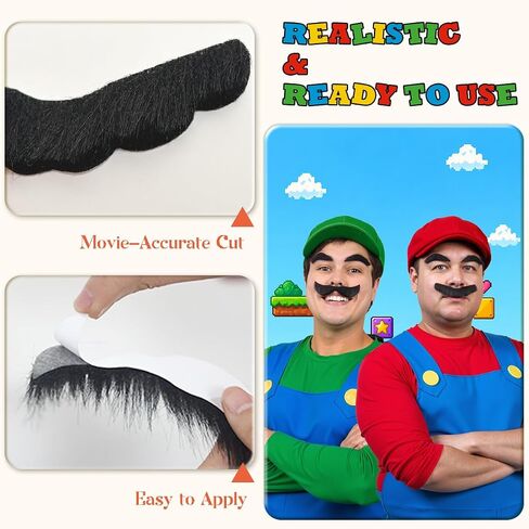 Honcloud Fake Mustache and Eyebrow for Super Plumbers Halloween Party Costume Props Accessories in Saudi Arabia