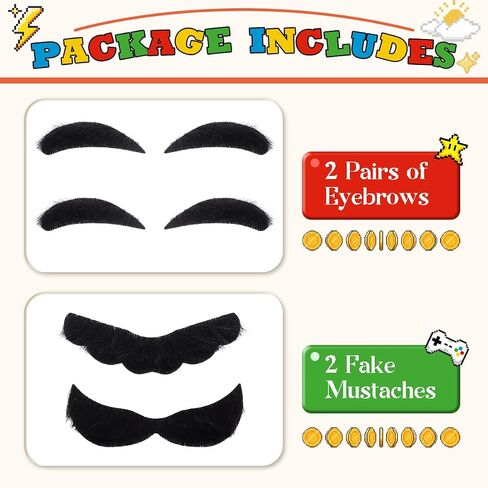 Honcloud Fake Mustache and Eyebrow for Super Plumbers Halloween Party Costume Props Accessories in Saudi Arabia