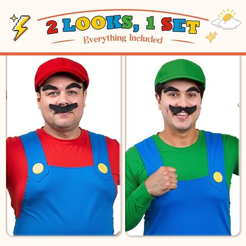 Honcloud Fake Mustache and Eyebrow for Super Plumbers Halloween Party Costume Props Accessories in Saudi Arabia