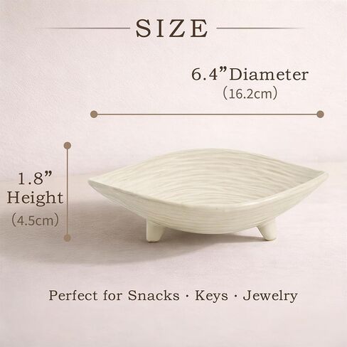 Small Decorative Bowl, 6" Ceramic Key Bowl for Entryway Table, Multi-Purpose Decorative Bowls for Candy, Jewelry and Home Decor（Retro White） in Saudi Arabia