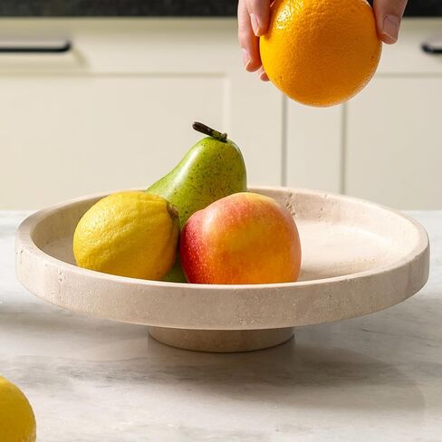 Koville Natural Travertine Fruit Bowl for Kitchen Counter – Decorative Stone Serving Decorative Bowl for Vegetables, Foods and Home Decor Centerpiece in Saudi Arabia