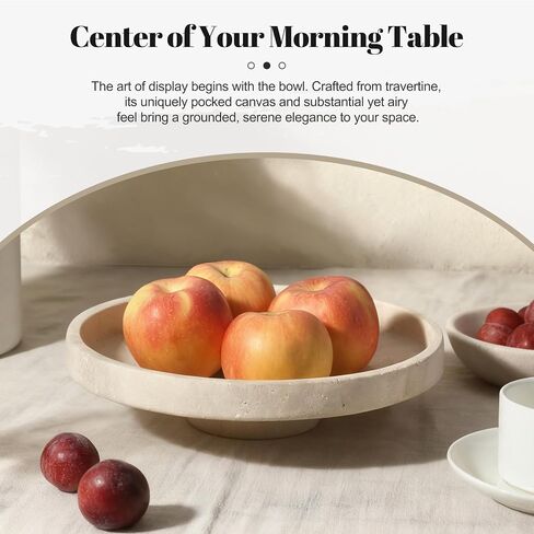 Koville Natural Travertine Fruit Bowl for Kitchen Counter – Decorative Stone Serving Decorative Bowl for Vegetables, Foods and Home Decor Centerpiece in Saudi Arabia