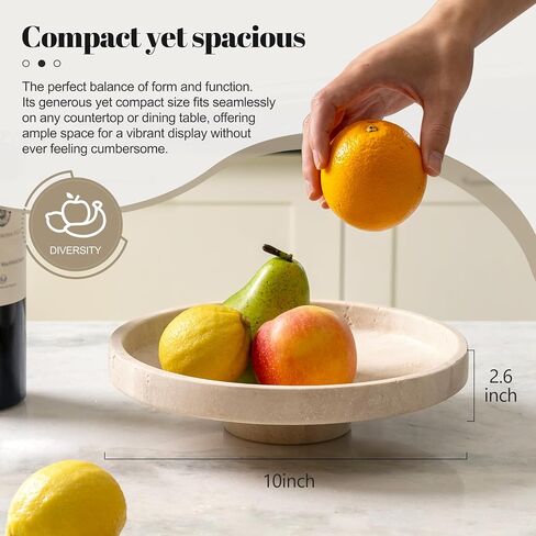 Koville Natural Travertine Fruit Bowl for Kitchen Counter – Decorative Stone Serving Decorative Bowl for Vegetables, Foods and Home Decor Centerpiece in Saudi Arabia