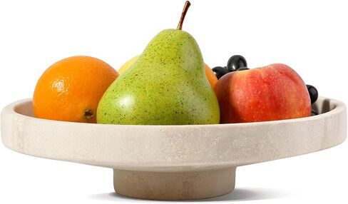 Koville Natural Travertine Fruit Bowl for Kitchen Counter – Decorative Stone Serving Decorative Bowl for Vegetables, Foods and Home Decor Centerpiece in Saudi Arabia
