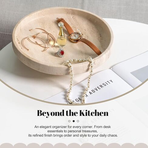 Koville Natural Travertine Fruit Bowl for Kitchen Counter – Decorative Stone Serving Decorative Bowl for Vegetables, Foods and Home Decor Centerpiece in Saudi Arabia