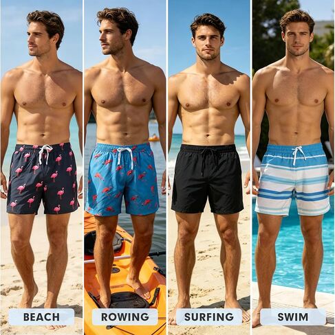 Mens Swim Trunks 2 in 1 Swimming Board Shorts with Pockets Quick Dry Bathing Suits for Beach Water Sports in Kuwait