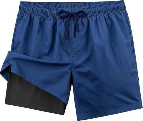 Mens Swim Trunks 2 in 1 Swimming Board Shorts with Pockets Quick Dry Bathing Suits for Beach Water Sports in Kuwait
